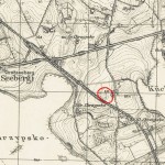 Mapa z 1944 roku, na której zaznaczono cmentarz